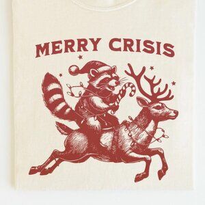Raccoon Christmas Shirt Funny T-Shirt Merry Crisis